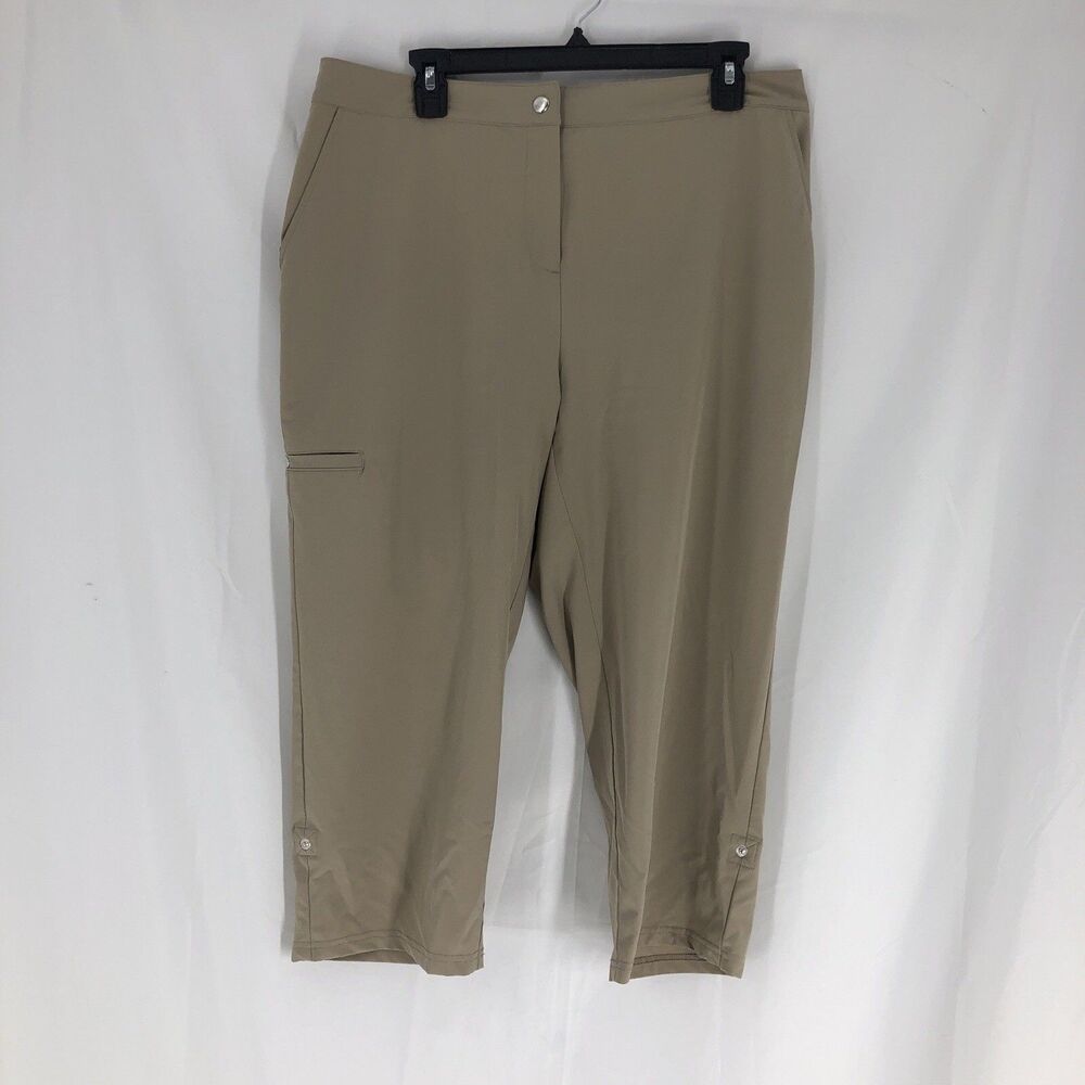 Chicos Weekends Perfect Stretch Capri Pants Beige Size “2” summer Coastal chic